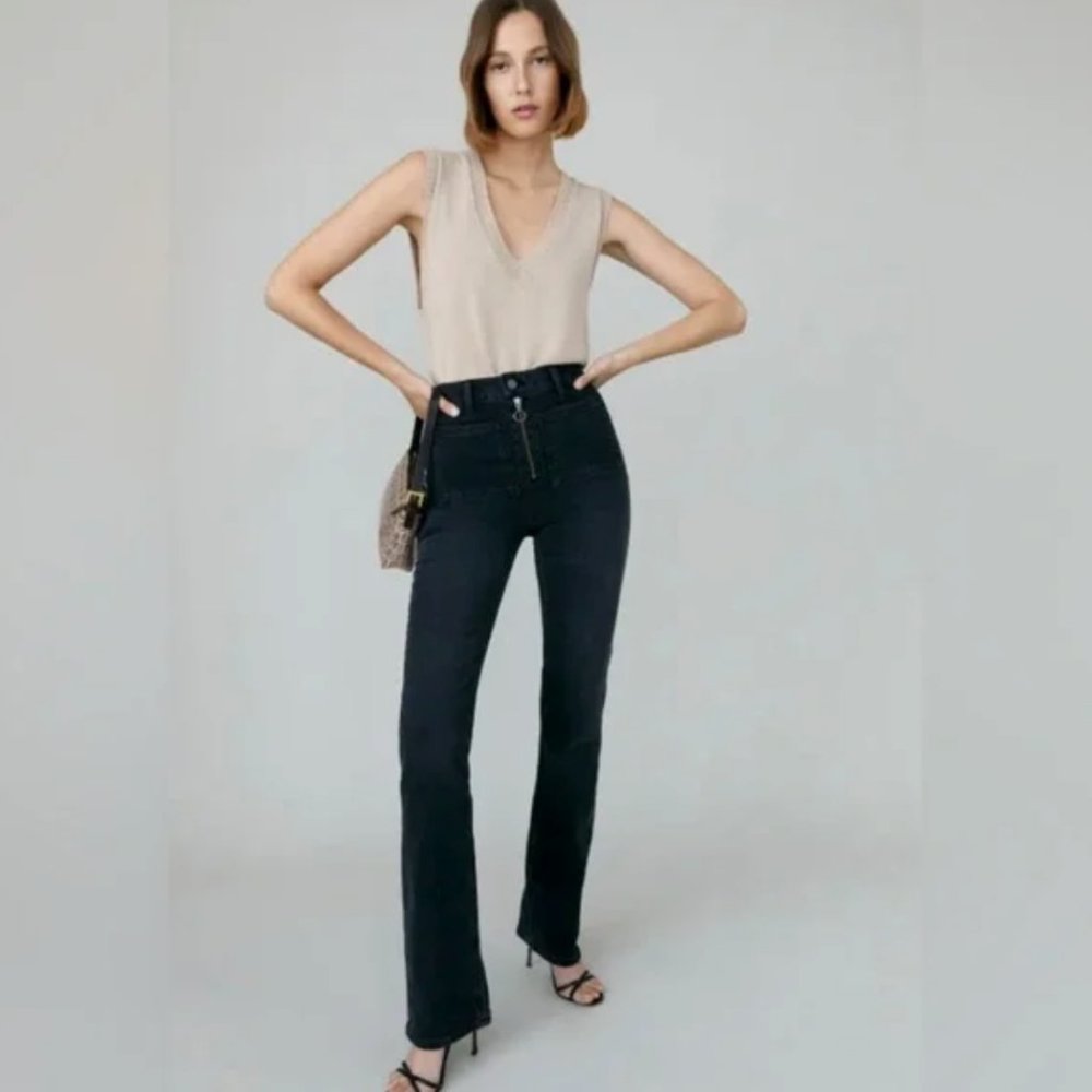 Reformation Peyton Zip Ultra High Rise Bootcut Jeans